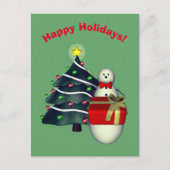 Snowman Tree Présente Noël Carte postale (Devant)