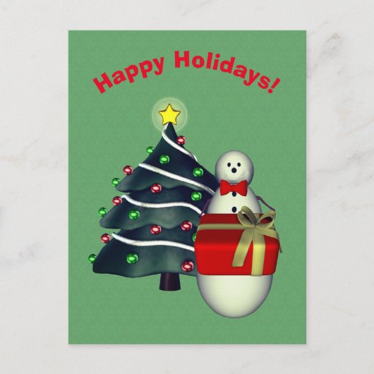Snowman Tree Présente Noël Carte postale (Devant)