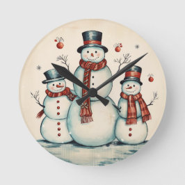 Snowman Trio Ronde Klok