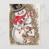 Snowman uit de jaren '50 met Baby Deer Briefkaart (Voorkant)