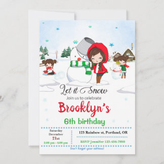 Snowman-uitnodiging Girl Winter-vakantie-uitnodigi Kaart
