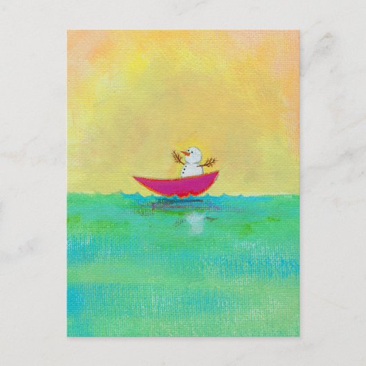 Snowman vacances carte postale fun art mignon (Devant)