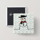Snowman Vierkante Button 5,1 Cm (Voorkant /achterkant)