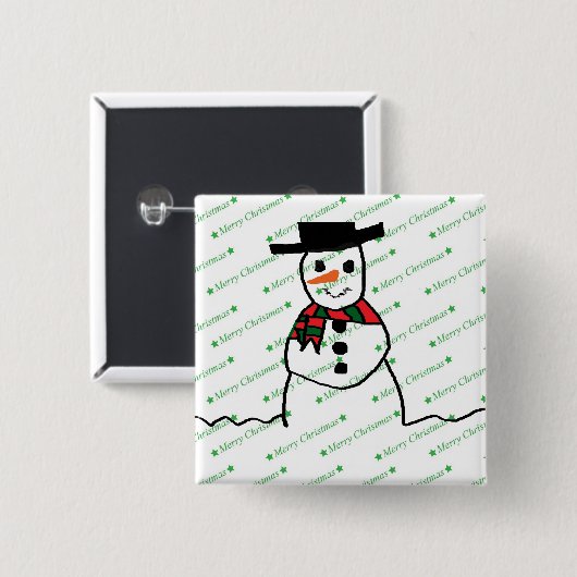 Snowman Vierkante Button 5,1 Cm (Voorkant /achterkant)