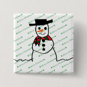 Snowman Vierkante Button 5,1 Cm (Voorkant)
