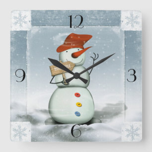 Snowman Vierkante Klok