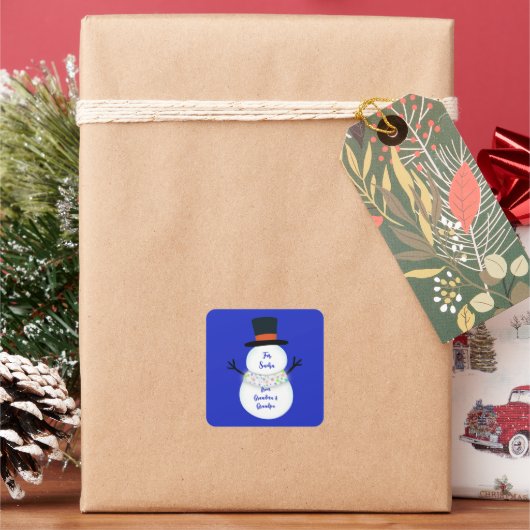 snowman vierkante sticker (Feestdagen)