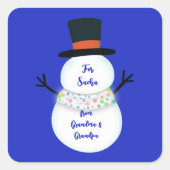 snowman vierkante sticker (Voorkant)