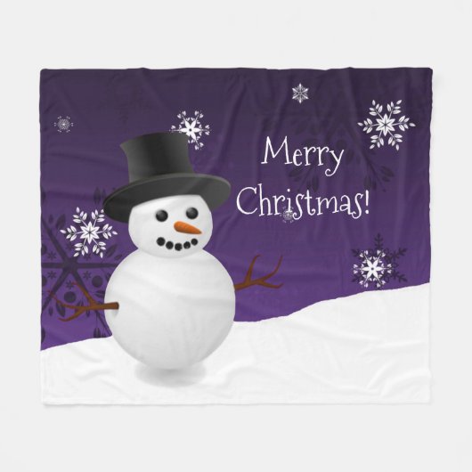 Snowman violet scène d'hiver Couverture de Noël (Devant (Horizontal))