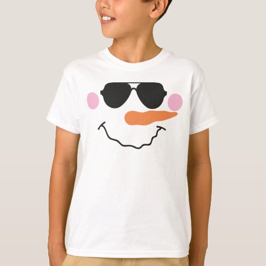 Snowman visage avec lunettes T-shirt pour enfants (Devant)