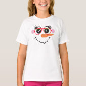 Snowman Visage de fille avec lunettes T-shirt pour (Devant)