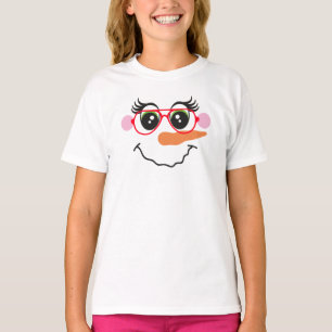 Snowman Visage de fille avec lunettes T-shirt pour