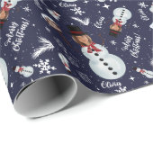 Snowman voor prettige kerstillustratie cadeaupapier (Rol Hoek)