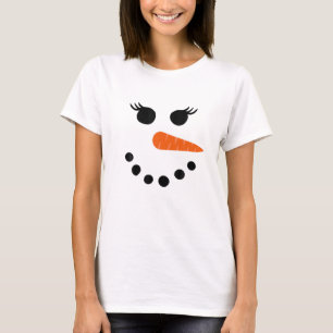 Snowman voor vrouwen Eyelashes blaast kerstwint T-shirt