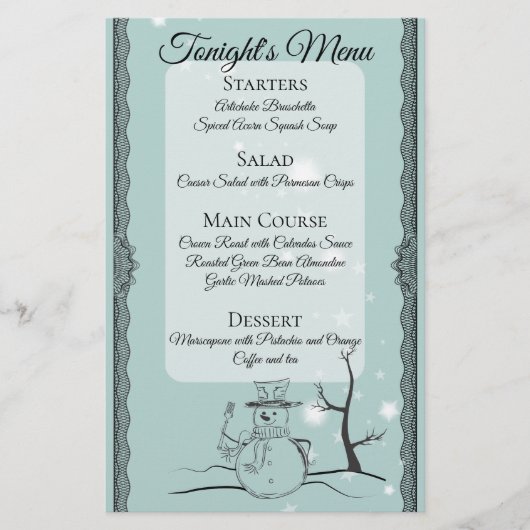 Snowman vork catering kerstdiner menu (Voorkant)