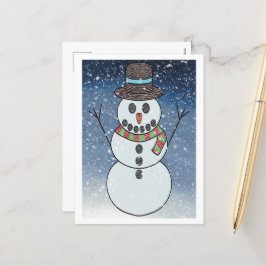 Snowman w/BG - Briefkaart