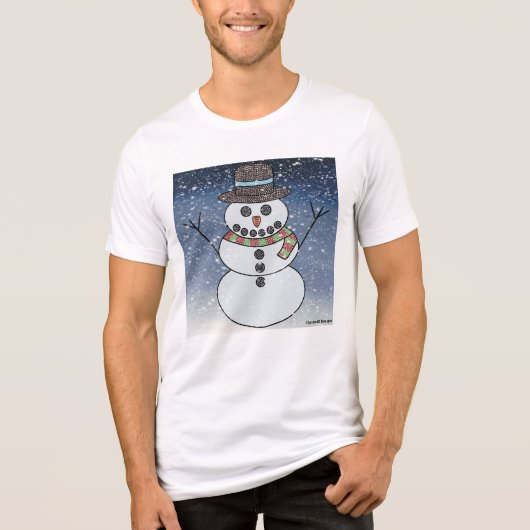 Snowman w/BG (wit) - Mannen Shirt (Voorkant)