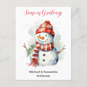 Snowman Waterverf Feestdagenkaart