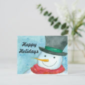 Snowman Waterverf Prettige feestdagen Art (Staand voorkant)