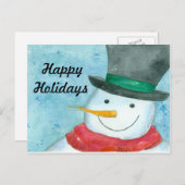 Snowman Waterverf Prettige feestdagen Art (Voorkant / Achterkant)