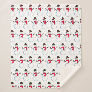 Snowman waterverf  retro xmas patroon sherpa deken