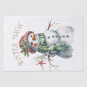 Snowman Waterverf Winter Kerstmis Tissuepapier (Voorkant)