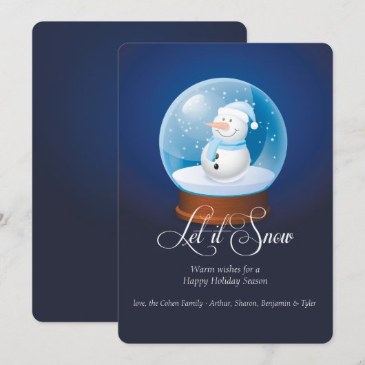 Snowman Wereldbol vakantie Kaart (Voorkant / Achterkant)