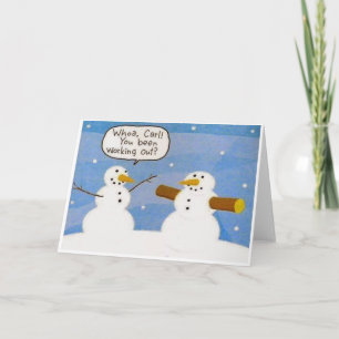 Snowman werkt uit logs Wenskaart Feestdagen Kaart