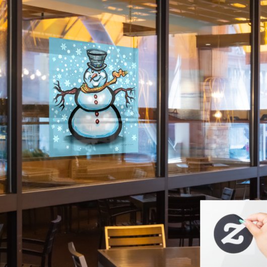 Snowman Window Cling Raamsticker (Restaurant Raam)