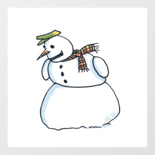 Snowman window cling raamsticker (Vel)