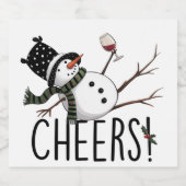 Snowman Wine Christmas Funny Drinking Wine Santa  Sparkling Wijnetiket (Enkel label)