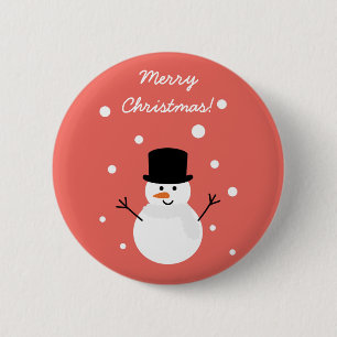 Snowman Winter Festive Holiday Snow Ronde Button 5,7 Cm