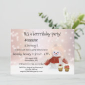 Snowman Winter Girl Anniversaire Fête Invitation (Debout devant)