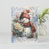 Snowman Winter Kerstmis Feestdagenkaart (Staand voorkant)