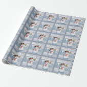Snowman Winter Merry Typography Holiday Kerstmis Cadeaupapier (Uitgerold)