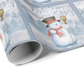 Snowman Winter Merry Typography Holiday Kerstmis Cadeaupapier (Rol Hoek)