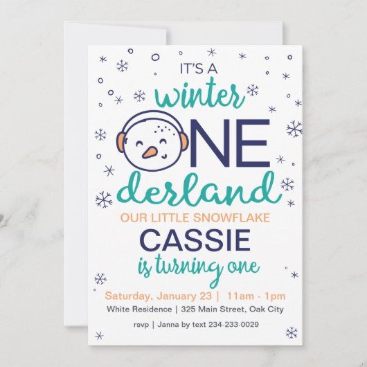 Snowman Winter ONEderland Invitation (Devant)