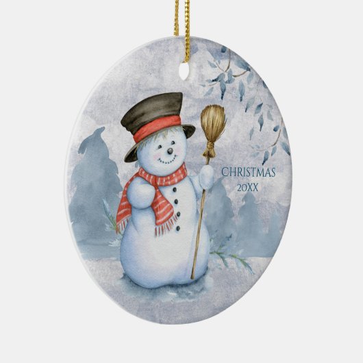 Snowman Winter Personaliseren jaartenduifsspelen Keramisch Ornament (Rechts)