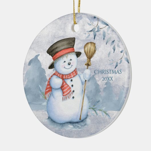 Snowman Winter Personaliseren jaartenduifsspelen Keramisch Ornament (Links)