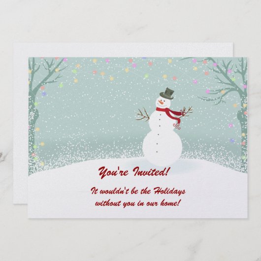Snowman Winter Scene Fête Invitations (Devant / Derrière)
