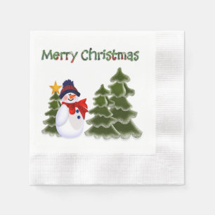 Snowman Winter Scene Napkins Servetten