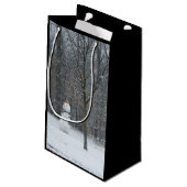 Snowman Winter Sneeuwscene van de buren Klein Cadeauzakje (Achterkant Gekanteld)