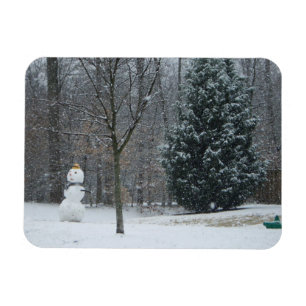 Snowman Winter Sneeuwscene van de buren Magneet
