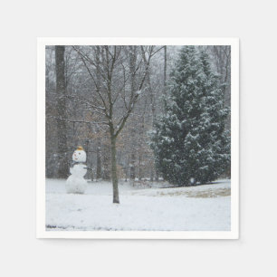 Snowman Winter Sneeuwscene van de buren Servet