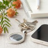 Snowman Winter Sneeuwscene van de buren Sleutelhanger (Zijkant)