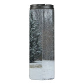 Snowman Winter Sneeuwscene van de buren Thermosbeker (Achterkant)