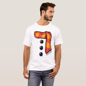 Snowman Winter Three Black Buttonnen Scarf Costume T-shirt (Voorkant volledig)