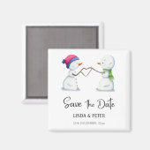 Snowman Winter Wedding Save the Date Magneet (Voorkant / Achterkant)