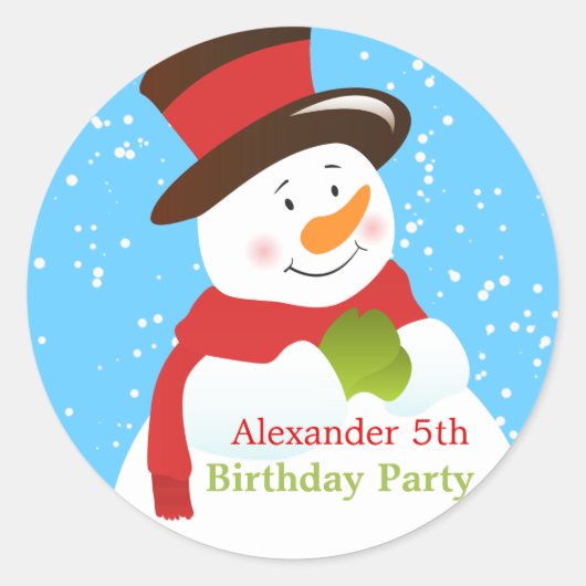 Snowman Winter Wonderland Sticker d'anniversaire (Devant)