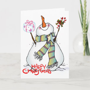 SNOWMAN WISHES HAPPY CHRISTMAS/NEW YEAR FEESTDAGEN KAART